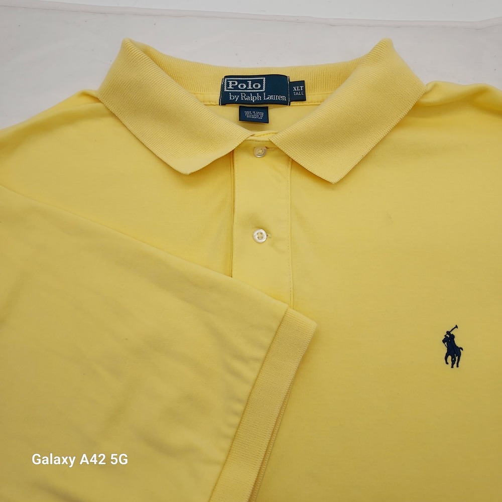 Polo Ralph Lauren Mens XLT Tall Yellow Short Sleeve Cotton Polo Shirt Pony Logo
